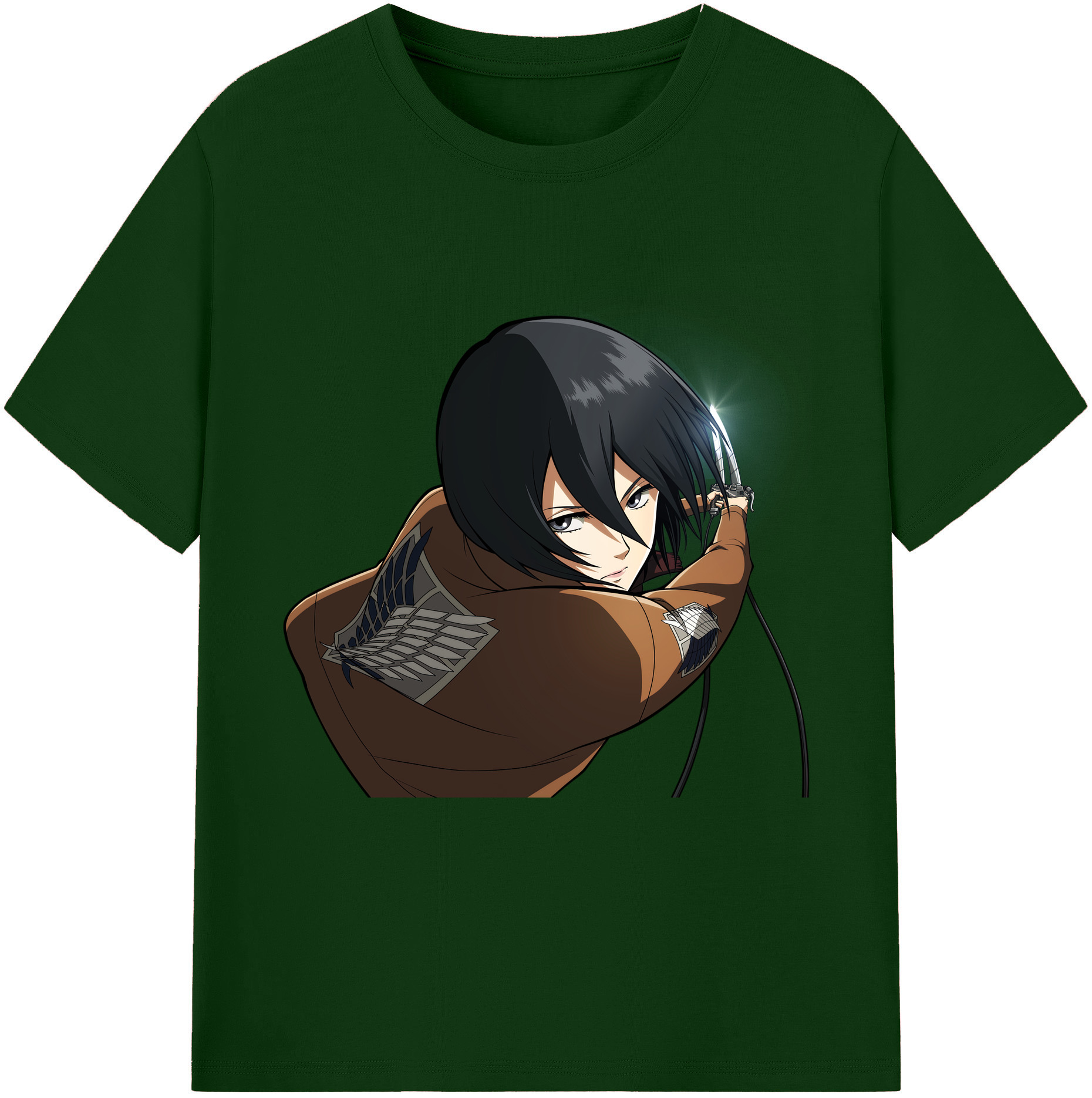 （画像用） 進撃の巨人 ミカサ·アッカーマン Attack on Titan Mikasa Ackerman 綿100％半袖Tシャツ（フロントプリント）